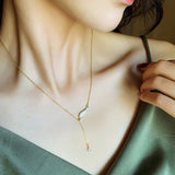 Mori Wing Necklace Water Drop Pendant Clavicle Chain