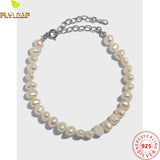 Platinum Plated Pearl Beaded Bracelet 925 Silver Women's Jewelry