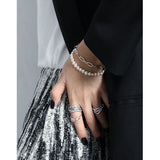 Platinum Plated Pearl Beaded Bracelet 925 Silver Women's Jewelry