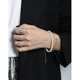 Platinum Plated Pearl Beaded Bracelet 925 Silver Women's Jewelry