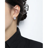 Platinum Natural Crystal Stud Earrings 925 Sterling Silver Square Earings