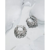 Platinum Plated Circle Hoop Earrings 925 Silver Croissant Earing
