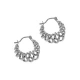 Platinum Plated Circle Hoop Earrings 925 Silver Croissant Earing