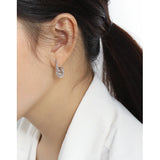 Platinum Plated Circle Hoop Earrings 925 Silver Croissant Earing