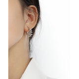 Platinum Plated Circle Hoop Earrings 925 Silver Croissant Earing