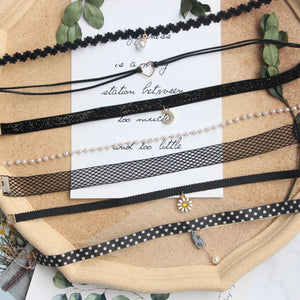 Girl Short Lace Clavicle Chain Pearl Flower Choker Necklace