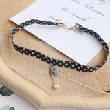 Girl Short Lace Clavicle Chain Pearl Flower Choker Necklace