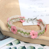 Playful Girl Fairy Style Clavicle Chain Pink Flower Choker Necklace