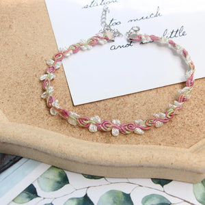 Playful Girl Fairy Style Clavicle Chain Pink Flower Choker Necklace