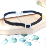 Playful Sweet Girl Neck Choker Lace Cloth Rhinestone Short Necklace