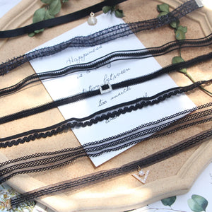 Playful Sweet Girl Neck Choker Lace Cloth Rhinestone Short Necklace