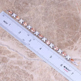 Champagne Morganite CZ Link Chain Bracelet 7 inch