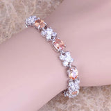 Champagne Morganite CZ Link Chain Bracelet 7 inch
