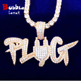 Letter Pendant Micro Pave Finish Necklace Men's Jewelry
