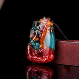 Plum Blossom Jade Pendant Necklace Hand-carved Charm Jadeite