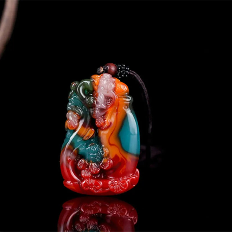 Plum Blossom Jade Pendant Necklace Hand-carved Charm Jadeite