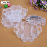 Plum Blossom 3-Layer Transparent Portable Storage Box Plastic Jewelry Tools