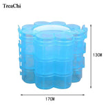 Plum Blossom 3-Layer Transparent Portable Storage Box Plastic Jewelry Tools