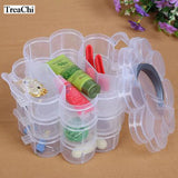 Plum Blossom 3-Layer Transparent Portable Storage Box Plastic Jewelry Tools