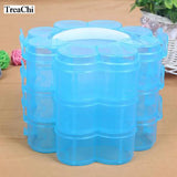 Plum Blossom 3-Layer Transparent Portable Storage Box Plastic Jewelry Tools
