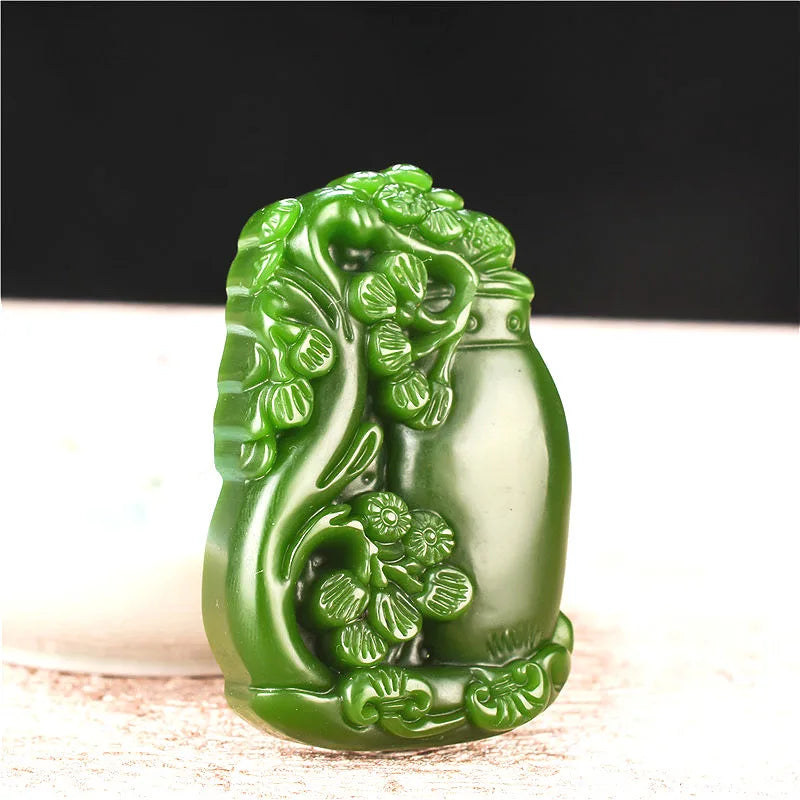 Jade Plum Blossom Vase Pendant Necklace