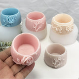 Plum Rose Geometric Flowerpot Mold Silicone Resin Molds
