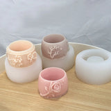 Plum Rose Geometric Flowerpot Mold Silicone Resin Molds