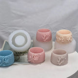 Plum Rose Succulent Flower Pot Silicone Mold Candle Cup Gypsum Cement Mold