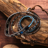 Crystal Wrap Bracelet Stainless Steel Chain Hematite Copper Beads