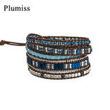 Crystal Wrap Bracelet Stainless Steel Chain Hematite Copper Beads