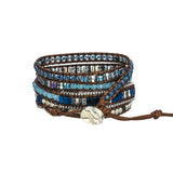 Crystal Wrap Bracelet Stainless Steel Chain Hematite Copper Beads