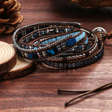 Crystal Wrap Bracelet Stainless Steel Chain Hematite Copper Beads