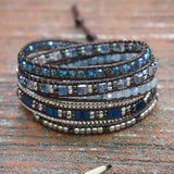 Crystal Wrap Bracelet Stainless Steel Chain Hematite Copper Beads