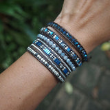 Crystal Wrap Bracelet Stainless Steel Chain Hematite Copper Beads