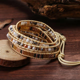 Jades Crystal Beaded Wrap Bracelet Natural Stone Jewelry