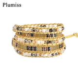Jades Crystal Beaded Wrap Bracelet Natural Stone Jewelry