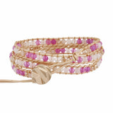 Pink Jaspers Wrap Bracelet Boho Jewelry Beaded Chain Bracelet