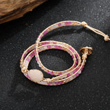 Pink Jaspers Wrap Bracelet Boho Jewelry Beaded Chain Bracelet