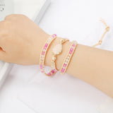 Pink Jaspers Wrap Bracelet Boho Jewelry Beaded Chain Bracelet