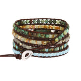 African Turquoise Heart Wrap Bracelet Hematite Beadwork