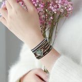 African Turquoise Heart Wrap Bracelet Hematite Beadwork