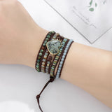 African Turquoise Heart Wrap Bracelet Hematite Beadwork