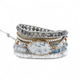 Dalmatian Jaspers Wrap Bracelet Stainless Steel Chain Natural Stones