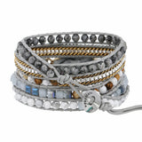 Dalmatian Jaspers Wrap Bracelet Stainless Steel Chain Natural Stones