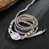 Dalmatian Jaspers Wrap Bracelet Stainless Steel Chain Natural Stones