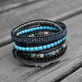Beaded Wrap Bracelet for Women Ethnic Natural Stone Hematite 5Strands