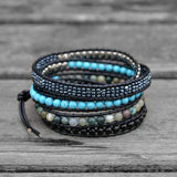 Beaded Wrap Bracelet for Women Ethnic Natural Stone Hematite 5Strands