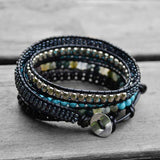 Beaded Wrap Bracelet for Women Ethnic Natural Stone Hematite 5Strands