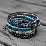 Beaded Wrap Bracelet for Women Ethnic Natural Stone Hematite 5Strands