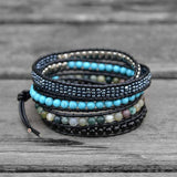Beaded Wrap Bracelet for Women Ethnic Natural Stone Hematite 5Strands